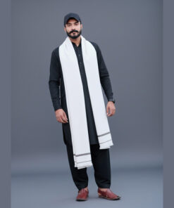 Off-white pashmina shawl for men by Wirsa.pk — premium winter shawl front view
